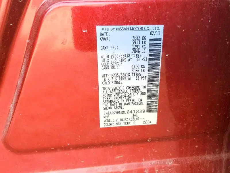 2013 NISSAN PATHFINDER S  