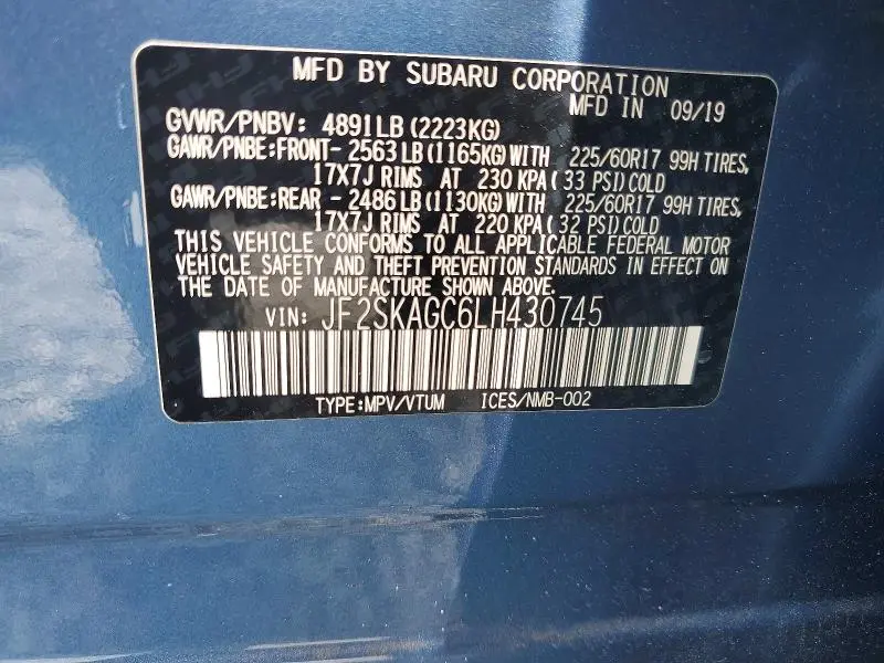 2020 SUBARU FORESTER PREMIUM  