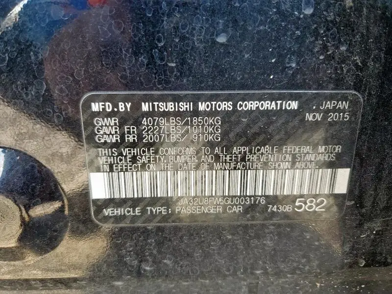 2016 MITSUBISHI LANCER GT