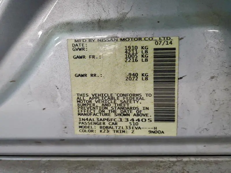 2015 NISSAN ALTIMA 2.5  