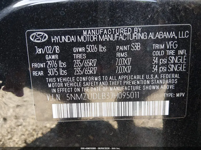 2018 HYUNDAI SANTA FE SPORT 2.4L