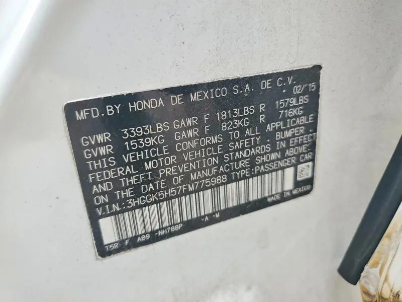 2015 HONDA FIT LX  