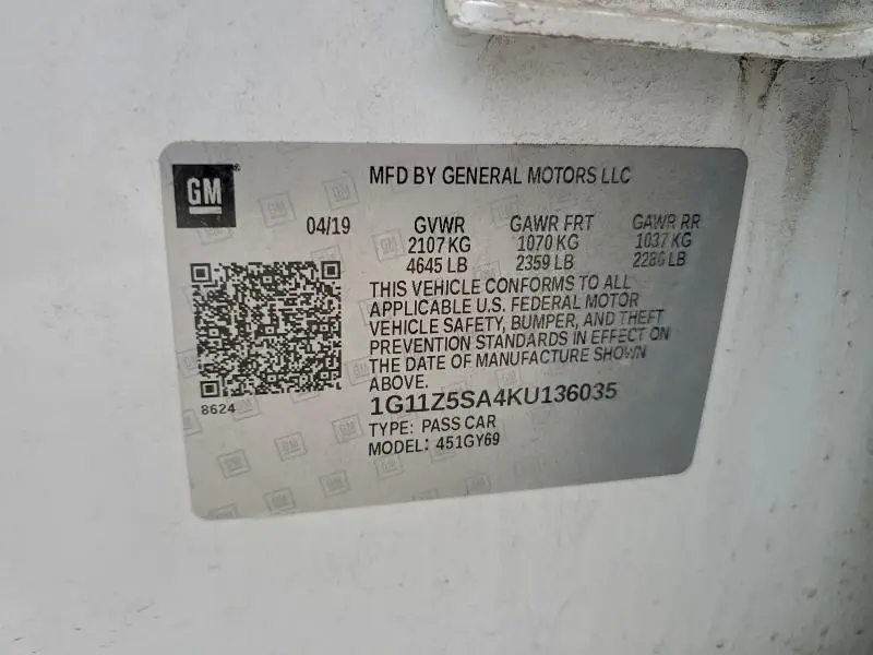 2019 CHEVROLET IMPALA LT  