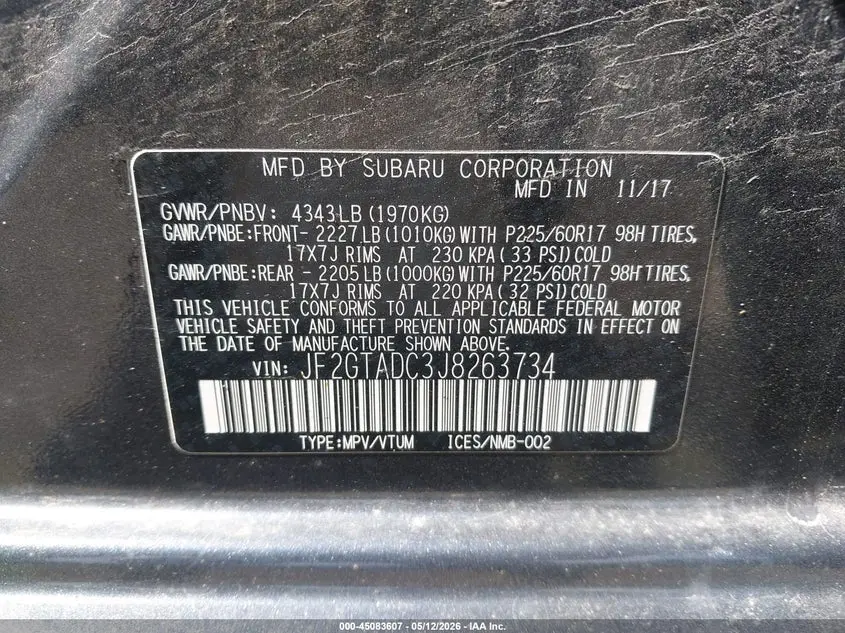 2018 SUBARU CROSSTREK 2.0I PREMIUM