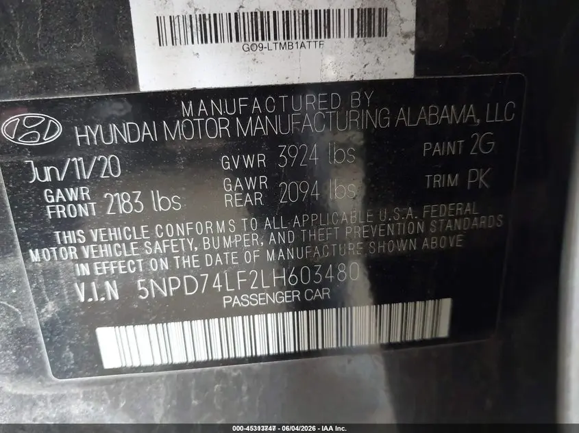 2020 HYUNDAI ELANTRA SE
