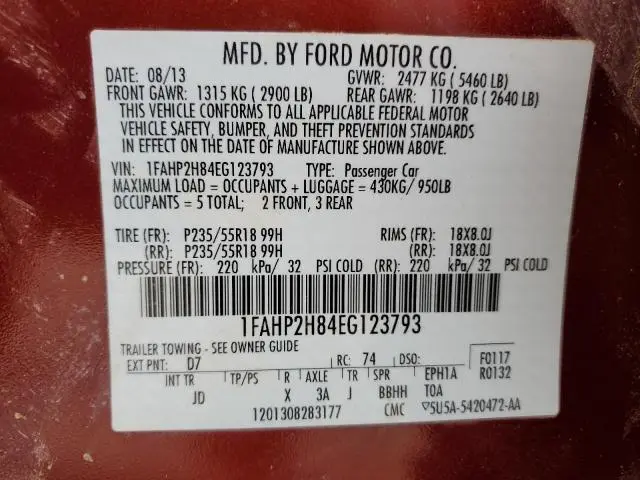 2014 FORD TAURUS SEL  