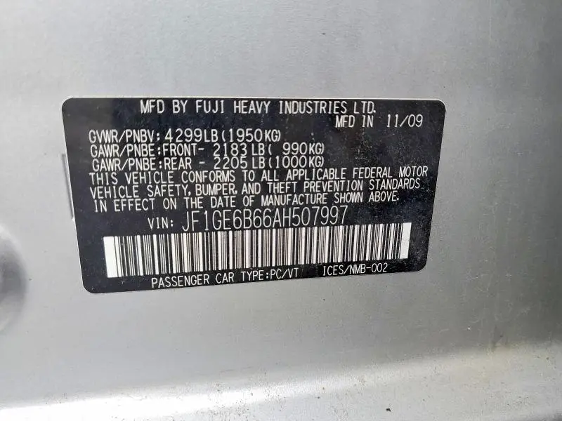 2010 SUBARU IMPREZA 2.5I PREMIUM  