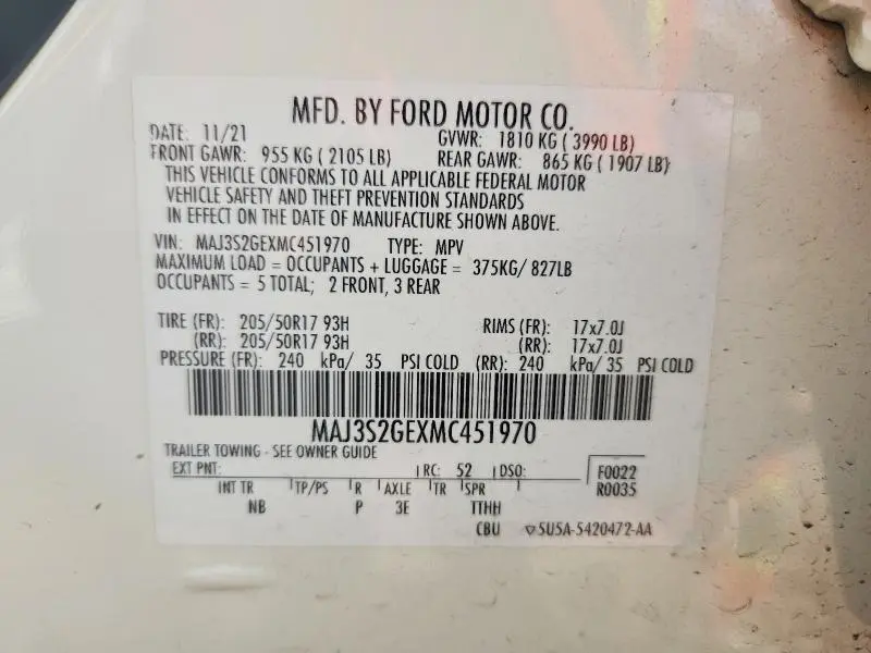 2021 FORD ECOSPORT SE  