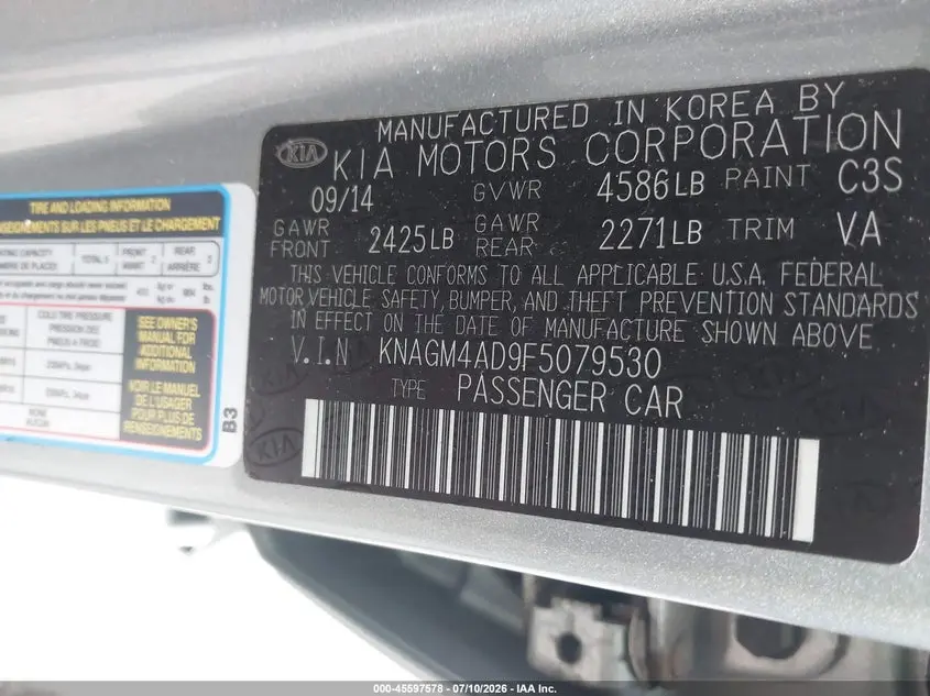 2015 KIA OPTIMA HYBRID  