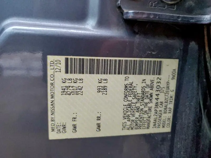 2011 NISSAN ALTIMA BASE  