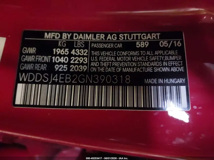 2016 MERCEDES-BENZ CLA 250  