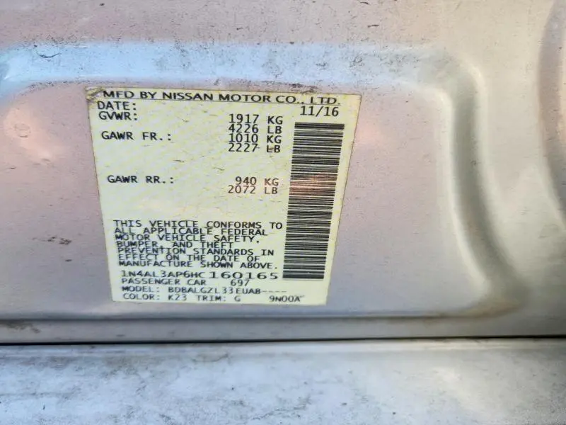 2017 NISSAN ALTIMA 2.5 S  