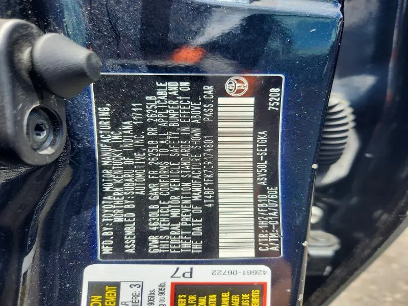 2012 TOYOTA CAMRY XLE  