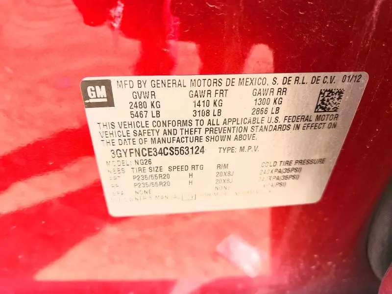 2012 CADILLAC SRX   