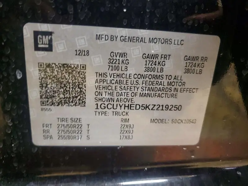 2019 CHEVROLET SILVERADO K1500 HIGH COUNTRY  