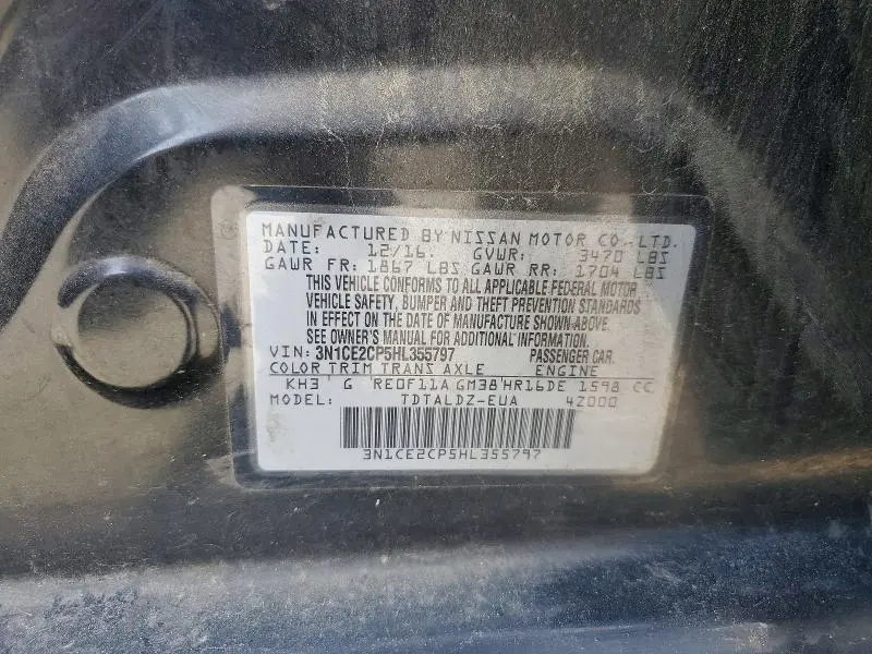 2017 NISSAN VERSA NOTE SV  