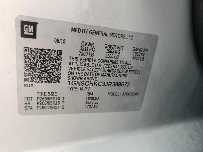 2018 CHEVROLET SUBURBAN C1500 LT  