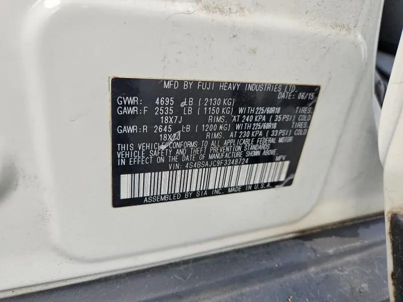 2015 SUBARU OUTBACK 2.5I LIMITED  