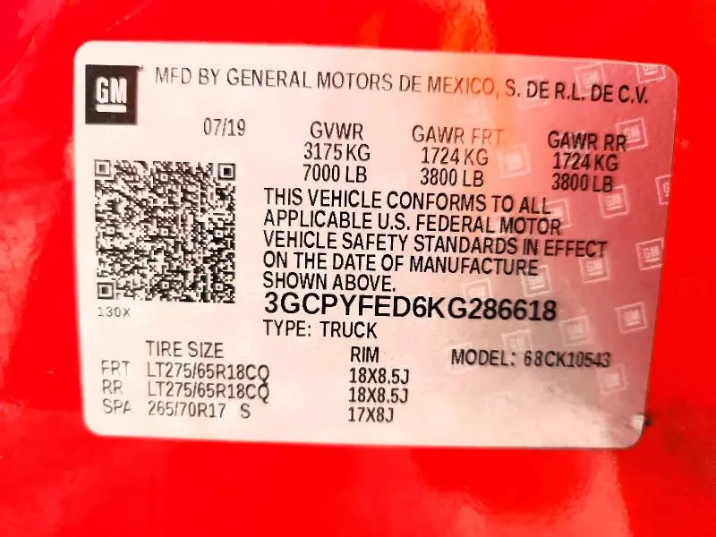 2019 CHEVROLET SILVERADO K1500 LT TRAIL BOSS  