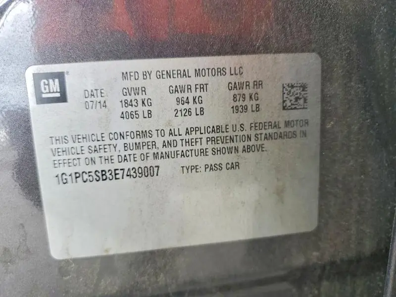 2014 CHEVROLET CRUZE LT  