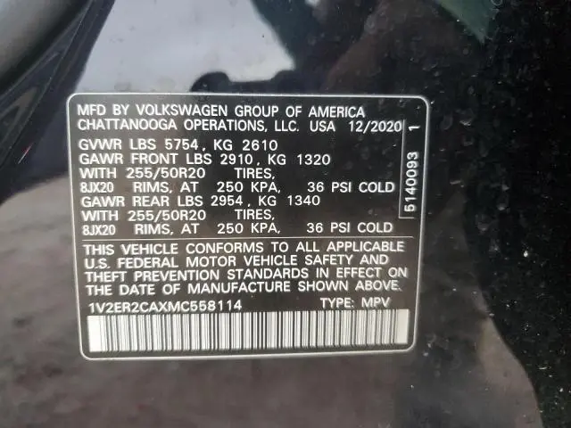 2021 VOLKSWAGEN ATLAS SEL  