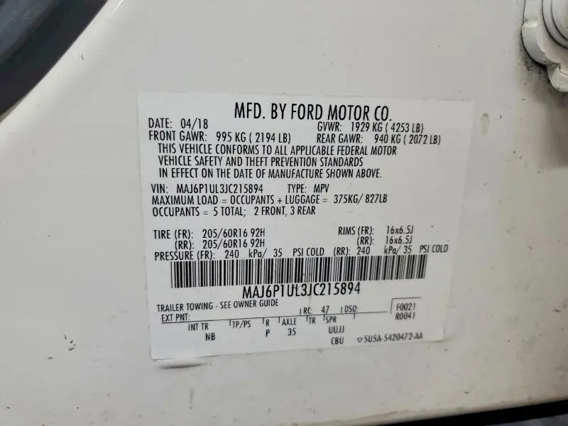 2018 FORD ECOSPORT SE  