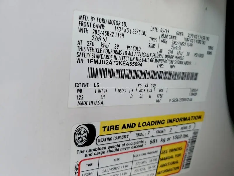 2019 FORD EXPEDITION LIMITED  