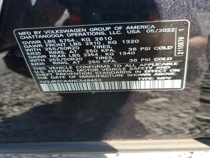 2022 VOLKSWAGEN ATLAS SE  