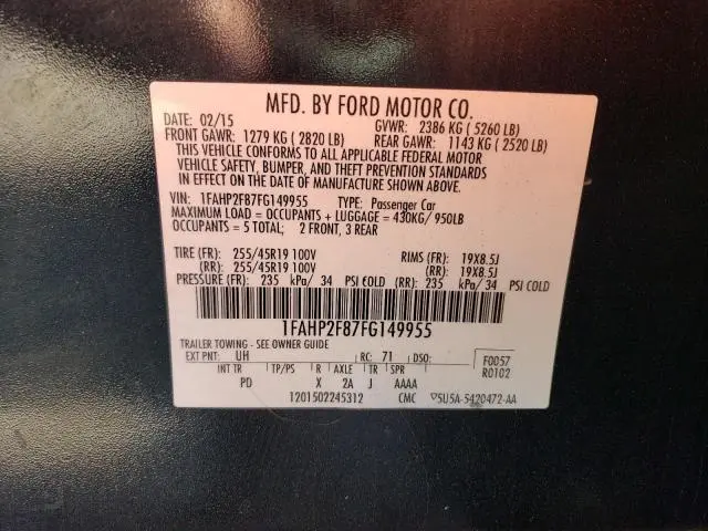 2015 FORD TAURUS LIMITED
