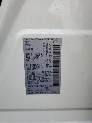 2020 NISSAN PATHFINDER SV  