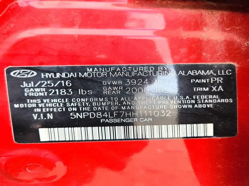 2017 HYUNDAI ELANTRA SE  
