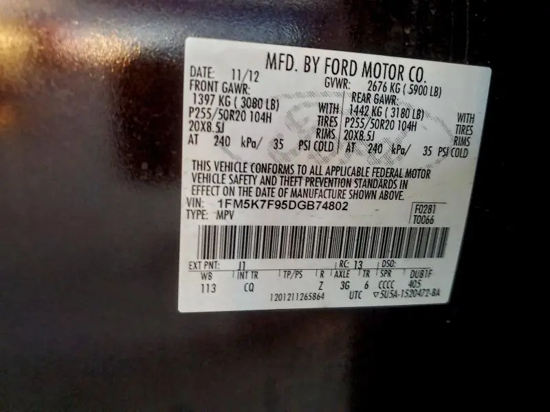2013 FORD EXPLORER LIMITED  