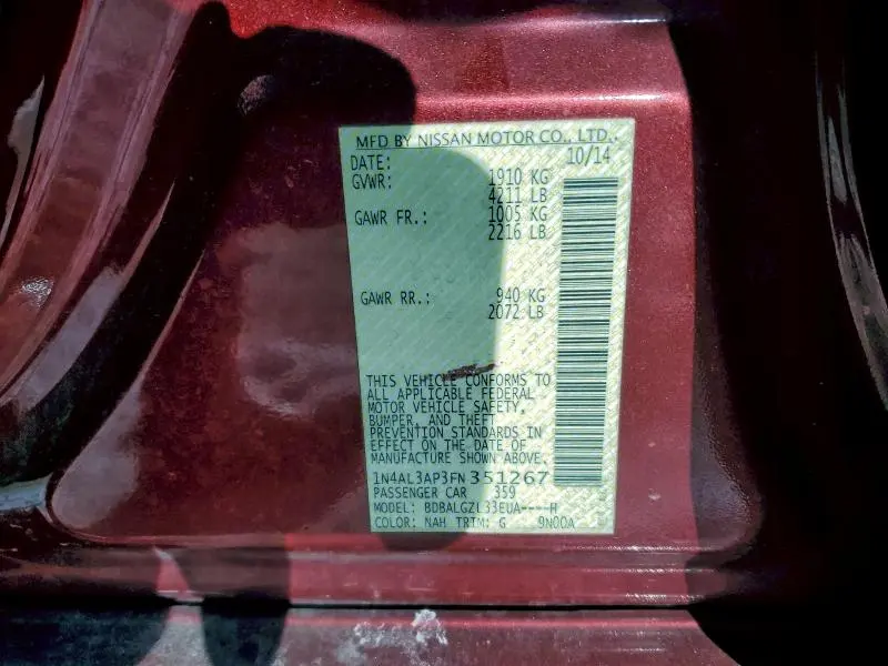 2015 NISSAN ALTIMA 2.5  