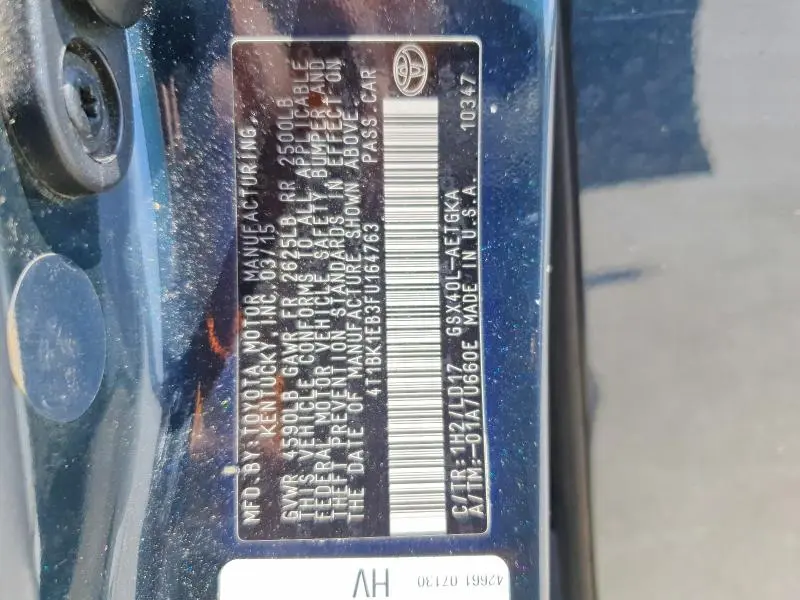 2015 TOYOTA AVALON XLE  