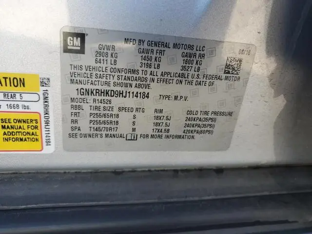 2017 CHEVROLET TRAVERSE LT  