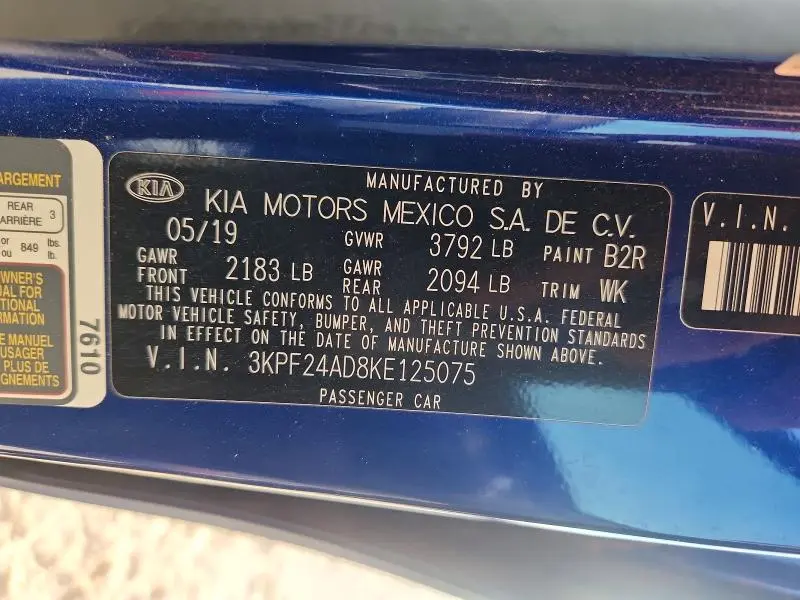2019 KIA FORTE LXS  