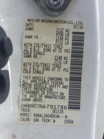 2016 NISSAN FRONTIER S  