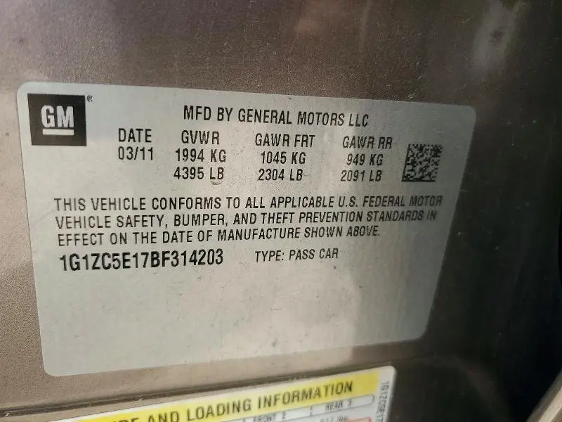 2011 CHEVROLET MALIBU 1LT  