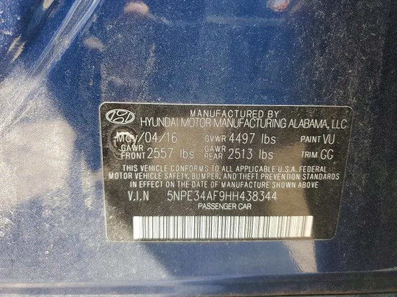 2017 HYUNDAI SONATA LIMITED  