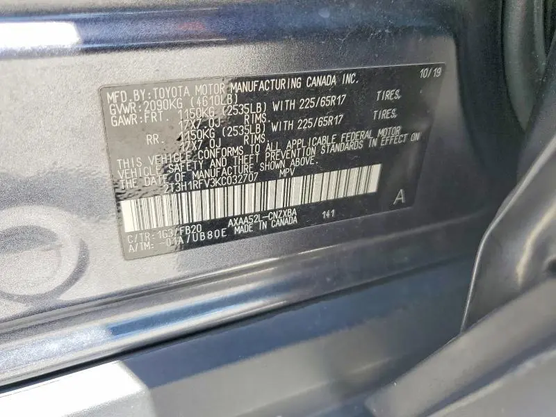 2019 TOYOTA RAV4 LE  