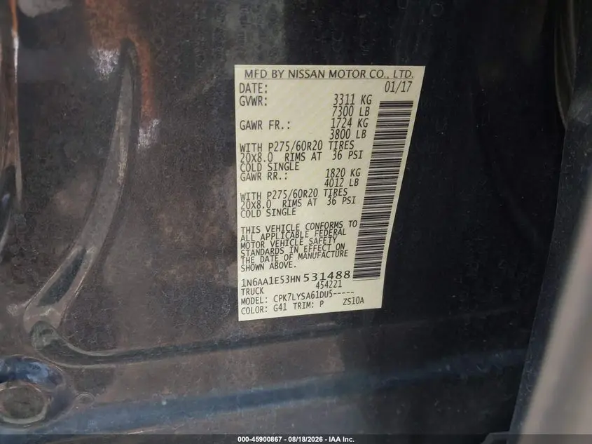 2017 NISSAN TITAN PLATINUM RESERVE