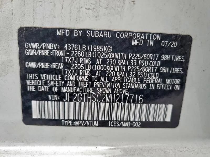 2021 SUBARU CROSSTREK SPORT  