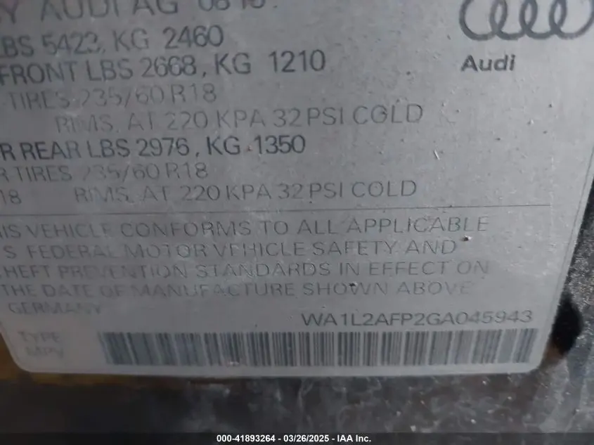 2016 AUDI Q5 2.0T PREMIUM