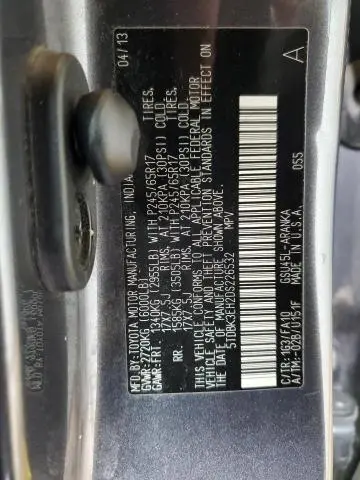 2013 TOYOTA HIGHLANDER BASE  