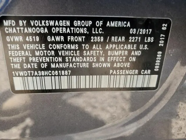 2017 VOLKSWAGEN PASSAT R-LINE  