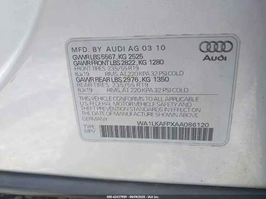 2010 AUDI Q5 3.2 PREMIUM