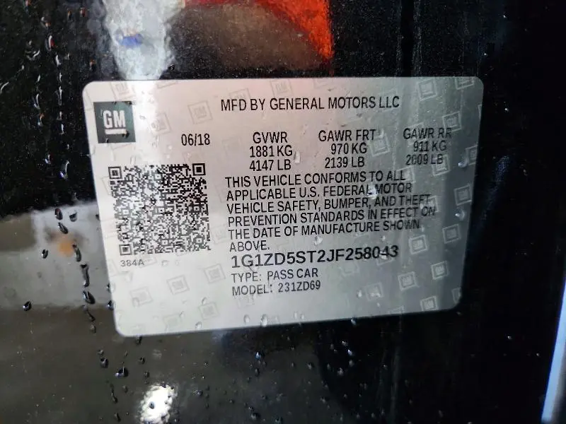 2018 CHEVROLET MALIBU LT  