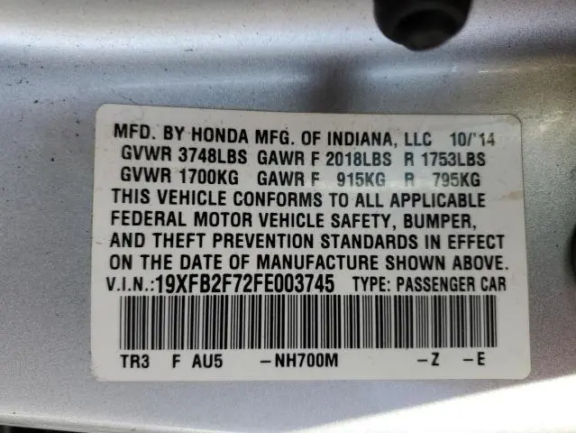 2015 HONDA CIVIC SE  
