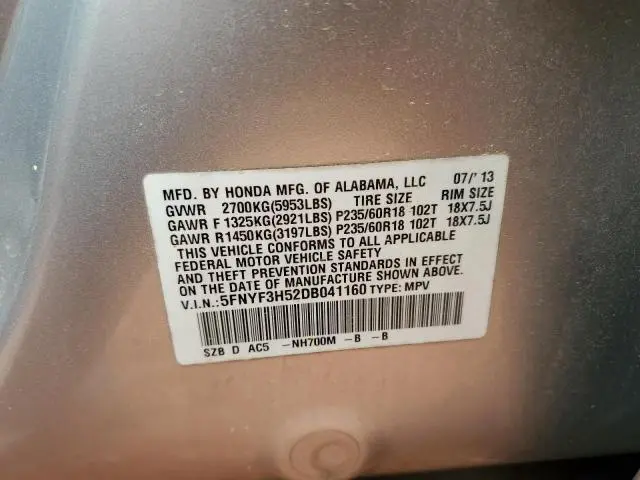 2013 HONDA PILOT EXL