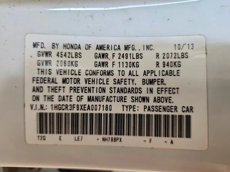 2014 HONDA ACCORD TOURING  